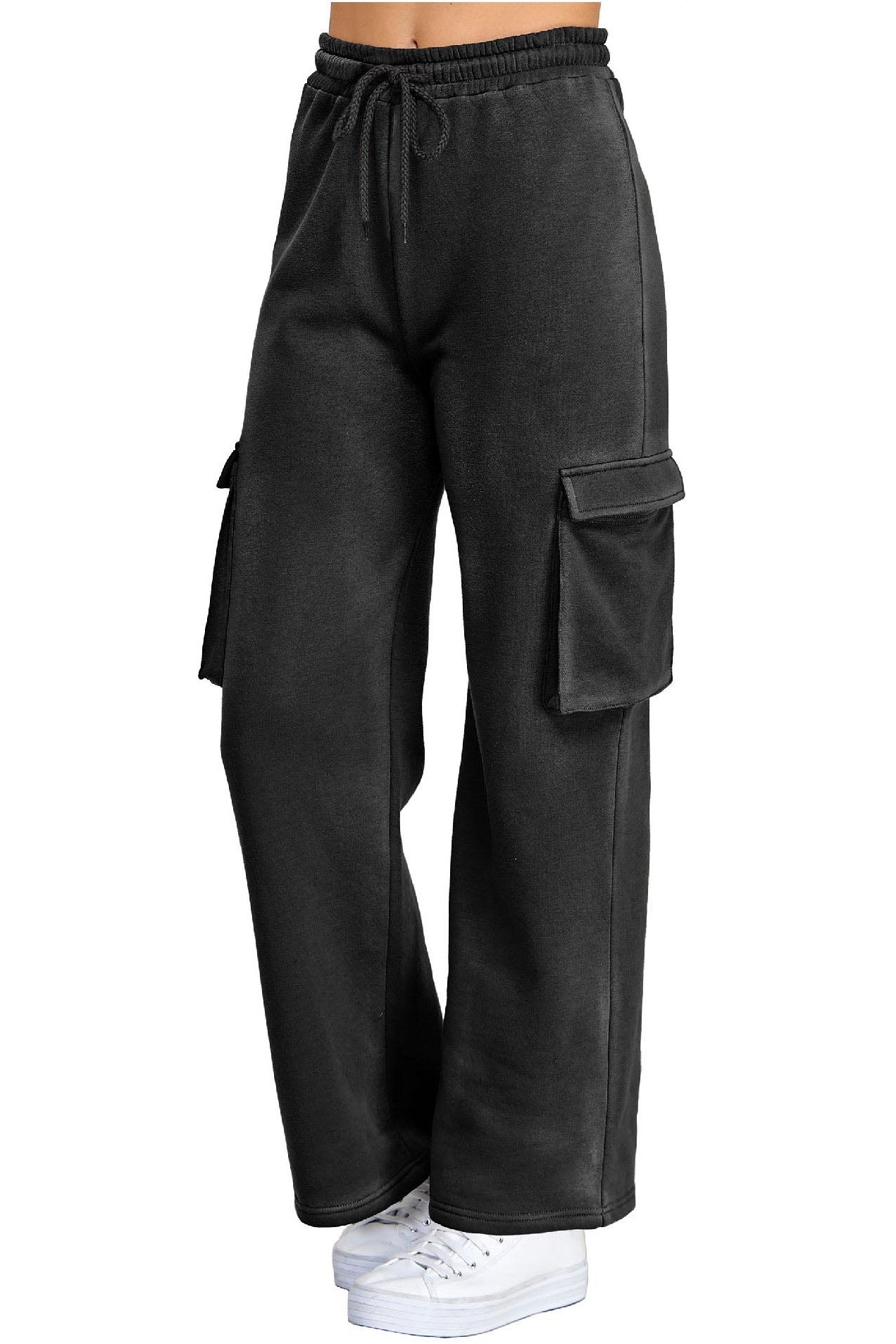 Fleece Burnout Cargo Pocket Straight Leg Jogger