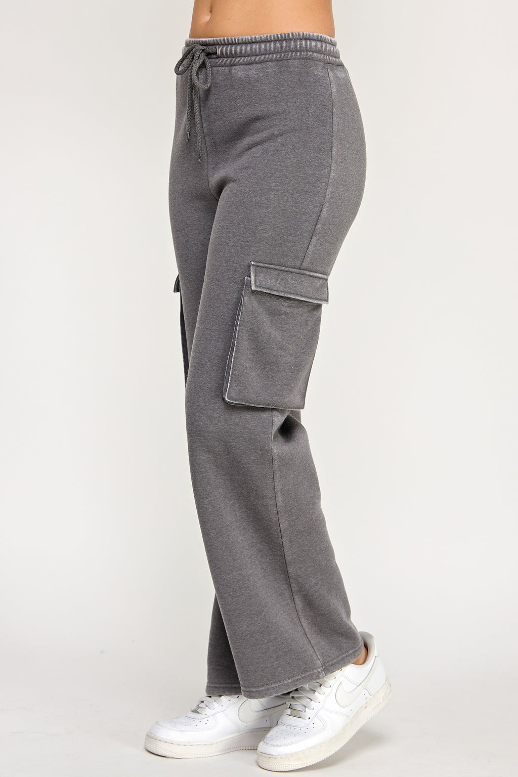 Fleece Burnout Cargo Pocket Straight Leg Jogger