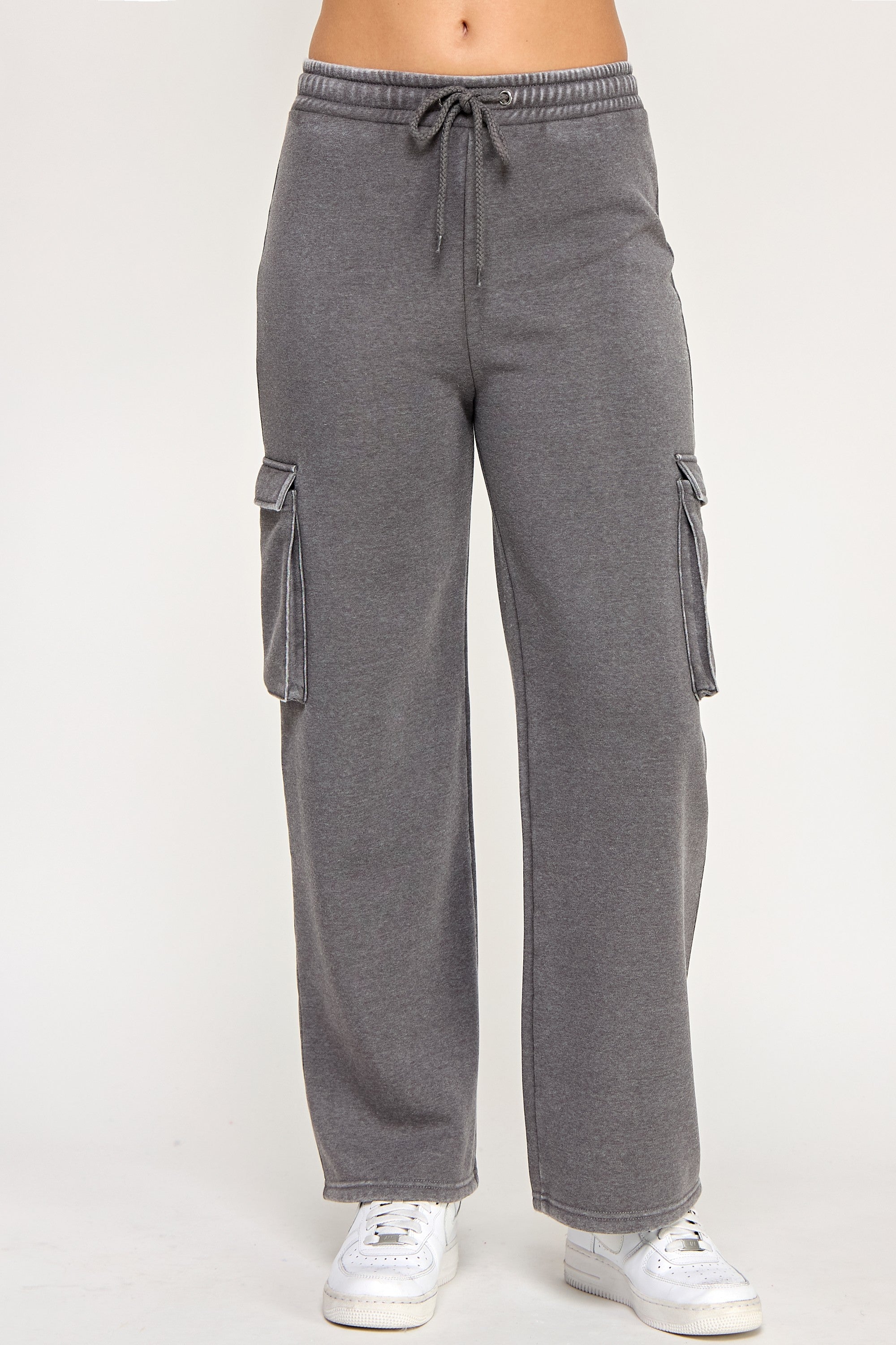 Fleece Burnout Cargo Pocket Straight Leg Jogger