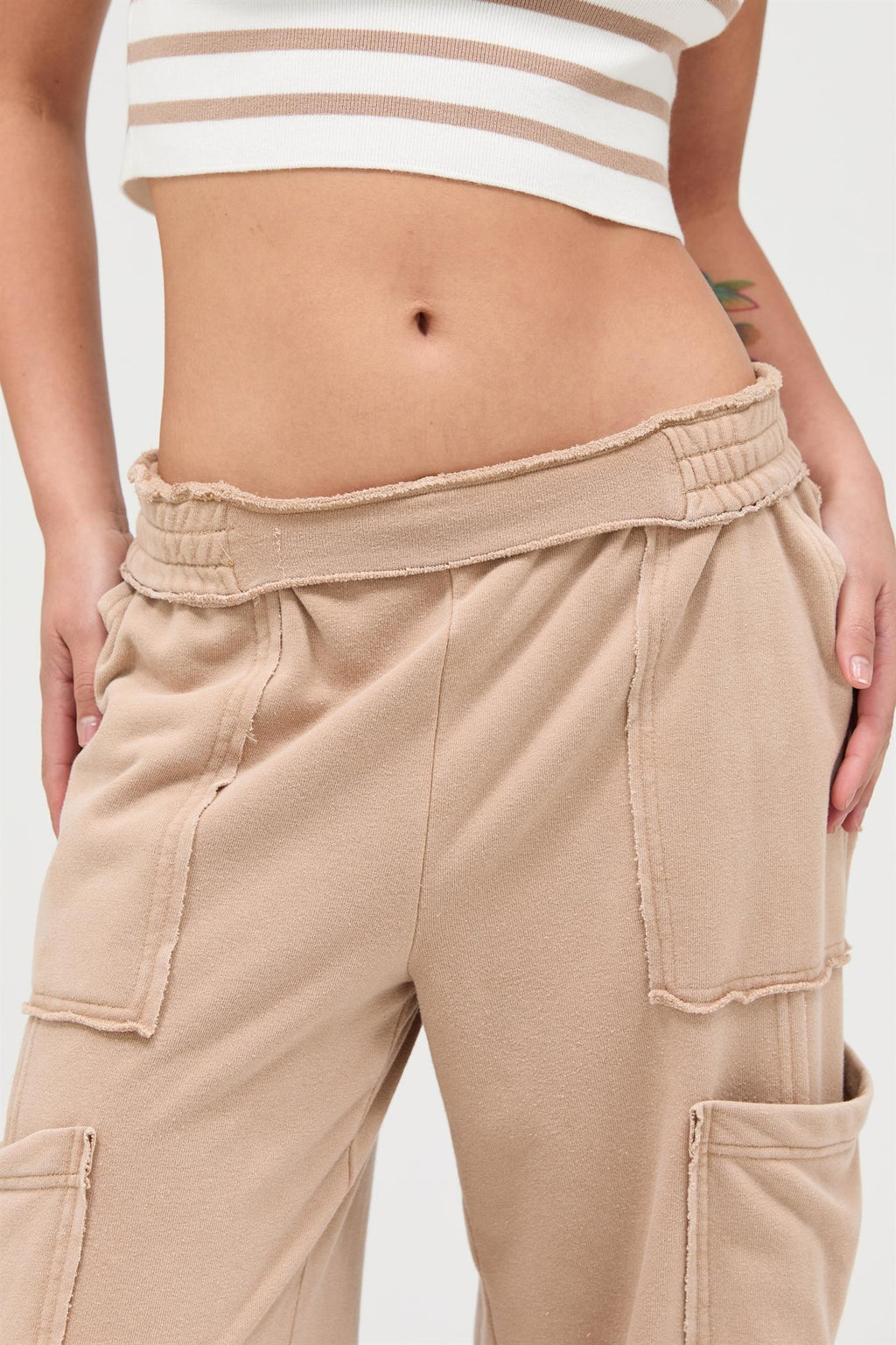 Mineral Wash Wide Leg Cargo Pants