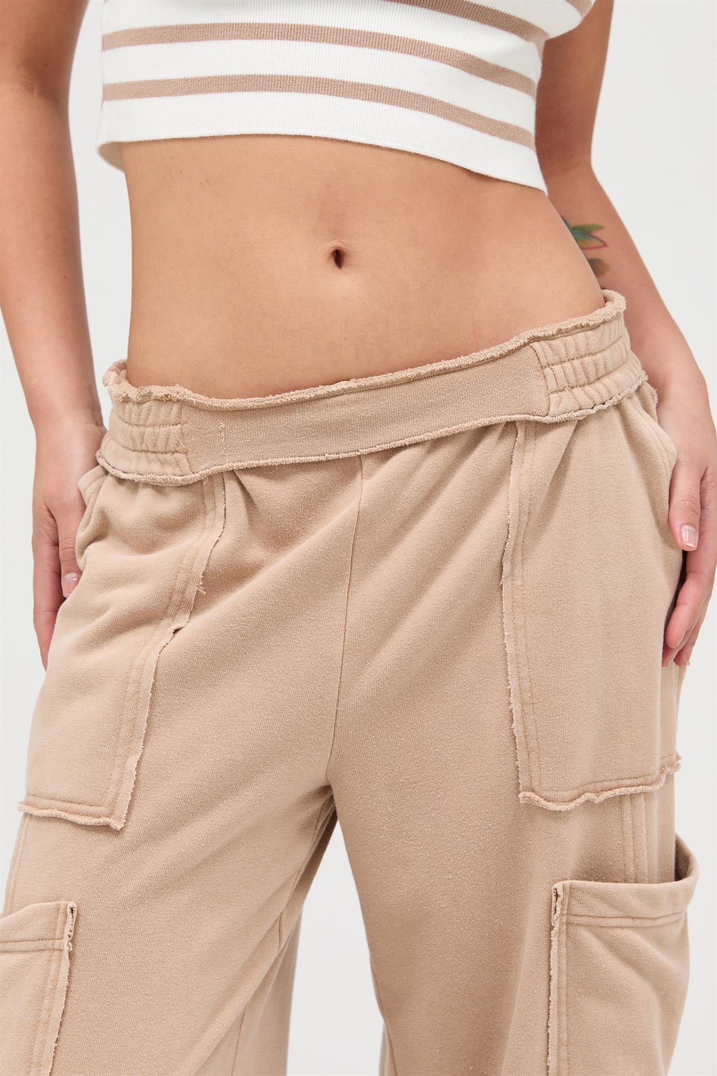 Mineral Wash Wide Leg Cargo Pants