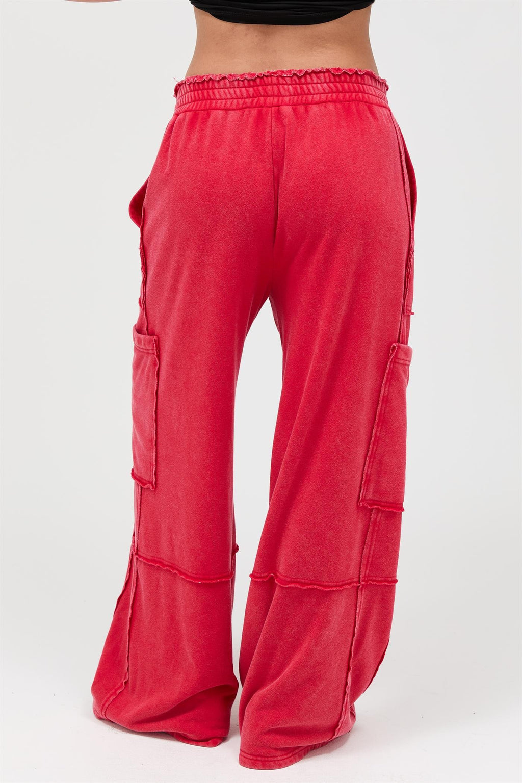 Mineral Wash Wide Leg Cargo Pants
