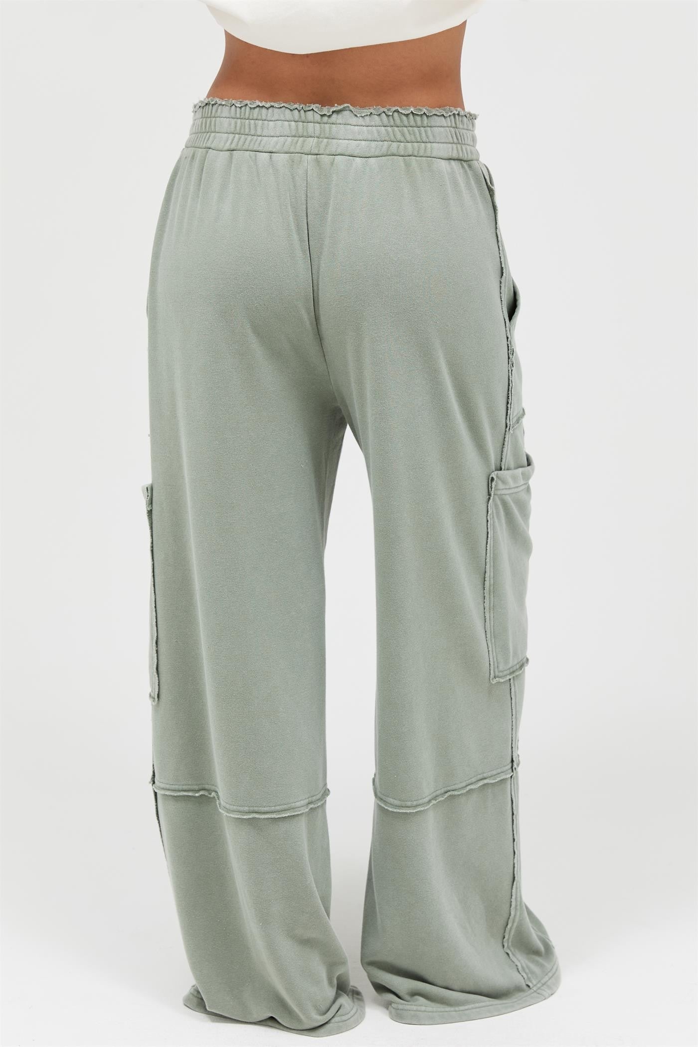 Mineral Wash Wide Leg Cargo Pants