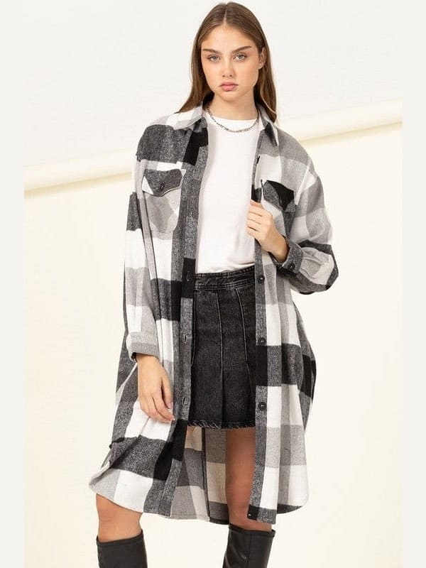 Trendy Throwback Checkered Shacket - LEGDAY EVERYDAY