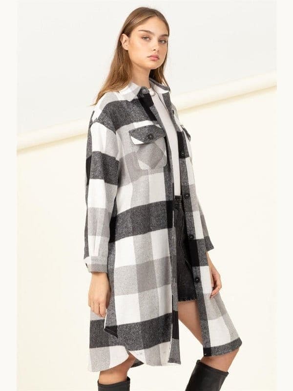 Trendy Throwback Checkered Shacket - LEGDAY EVERYDAY