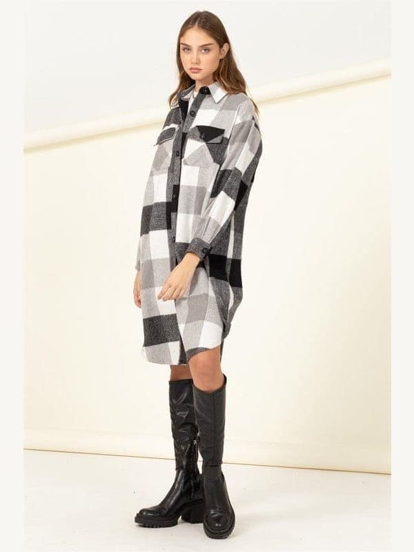 Trendy Throwback Checkered Shacket - LEGDAY EVERYDAY