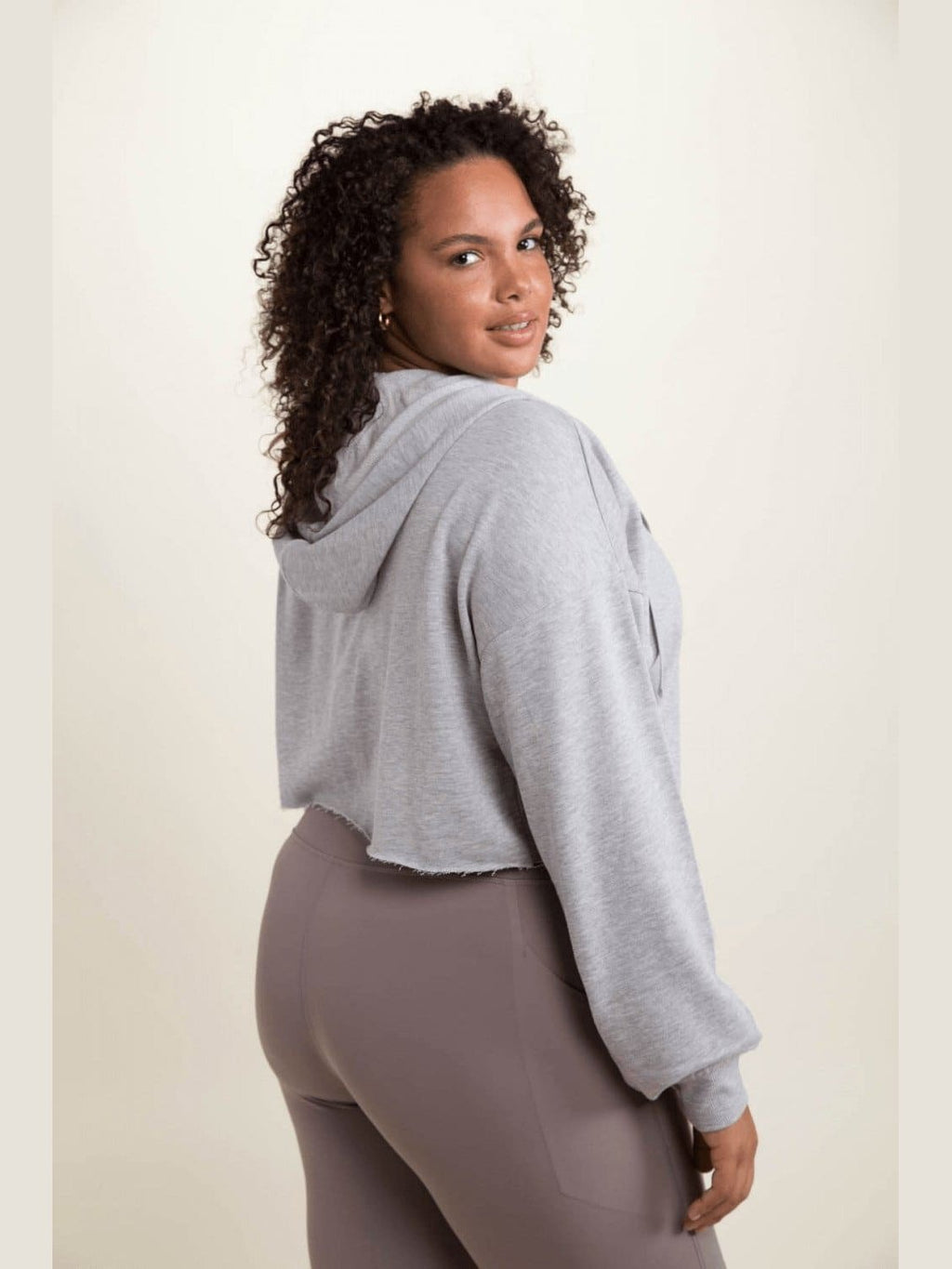 Crop Hoodie Zip - Up French Terry Jacket (Curvy) - LEGDAY EVERYDAY