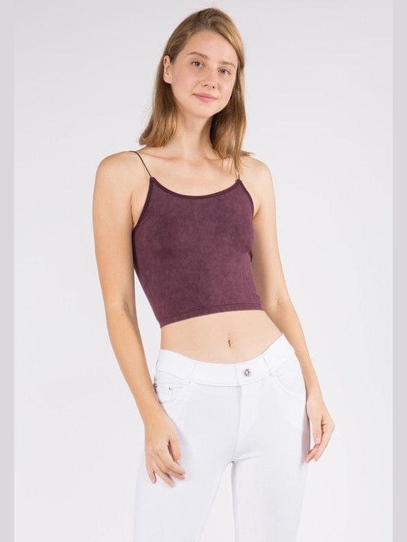 Lady's Acid Wash Seamless Crop Cami - LEGDAY EVERYDAY