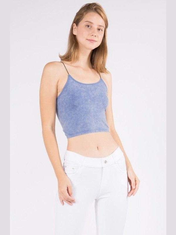 Lady's Acid Wash Seamless Crop Cami - LEGDAY EVERYDAY