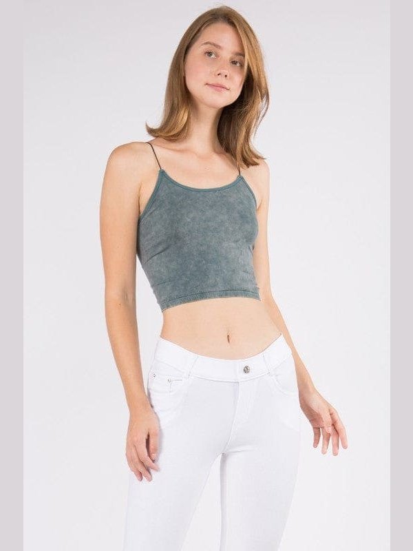 Lady's Acid Wash Seamless Crop Cami - LEGDAY EVERYDAY