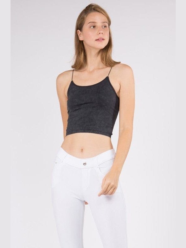 Lady's Acid Wash Seamless Crop Cami - LEGDAY EVERYDAY