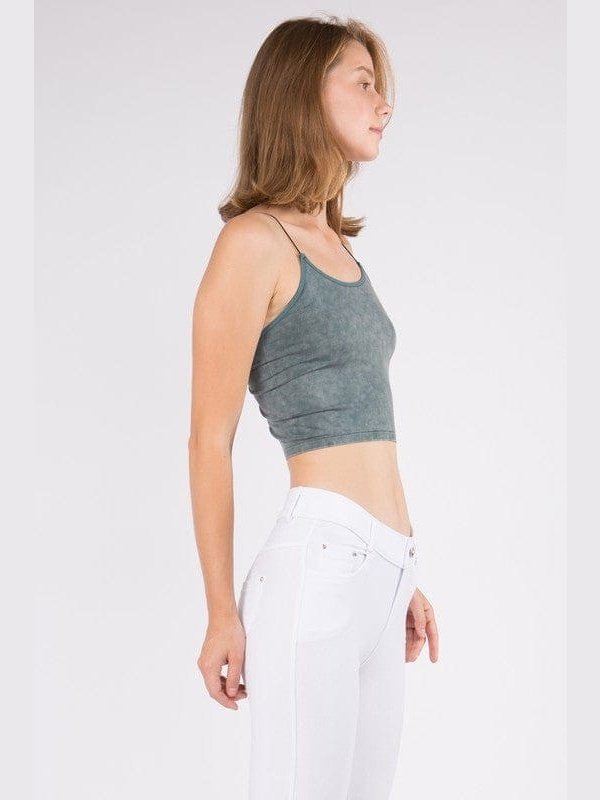 Lady's Acid Wash Seamless Crop Cami - LEGDAY EVERYDAY