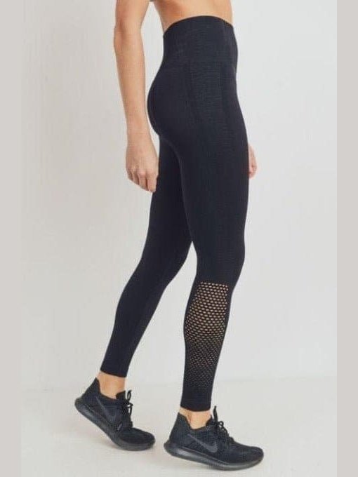 Ribbed and Perforated Seamless Highwaist Leggings - LEGDAY EVERYDAY